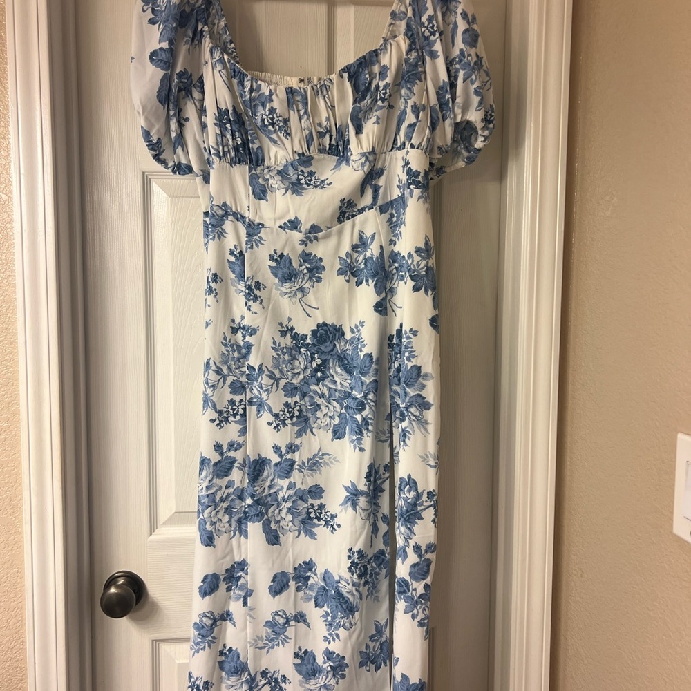 Floral Blue and White Women's Dress